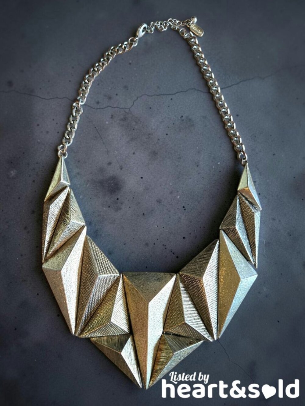 Gold Geometric Bib Statement Necklace
